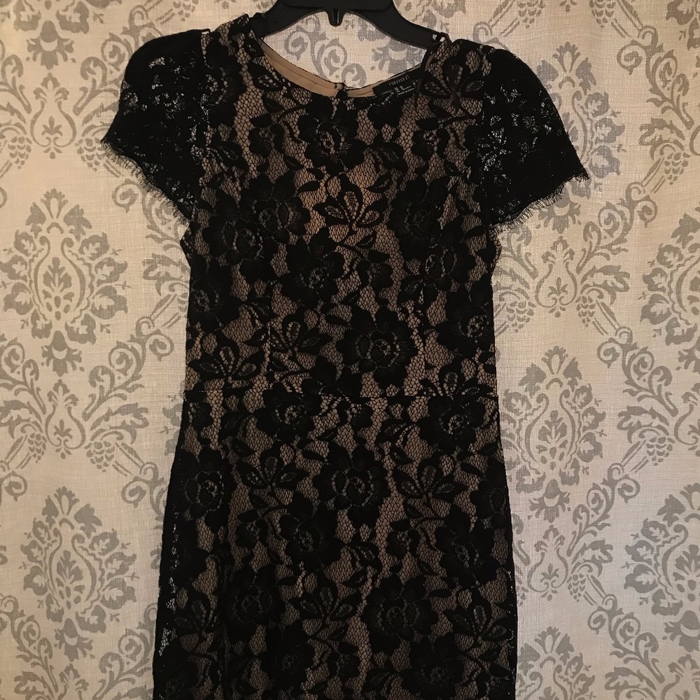 Black and Champagne Lace Dress